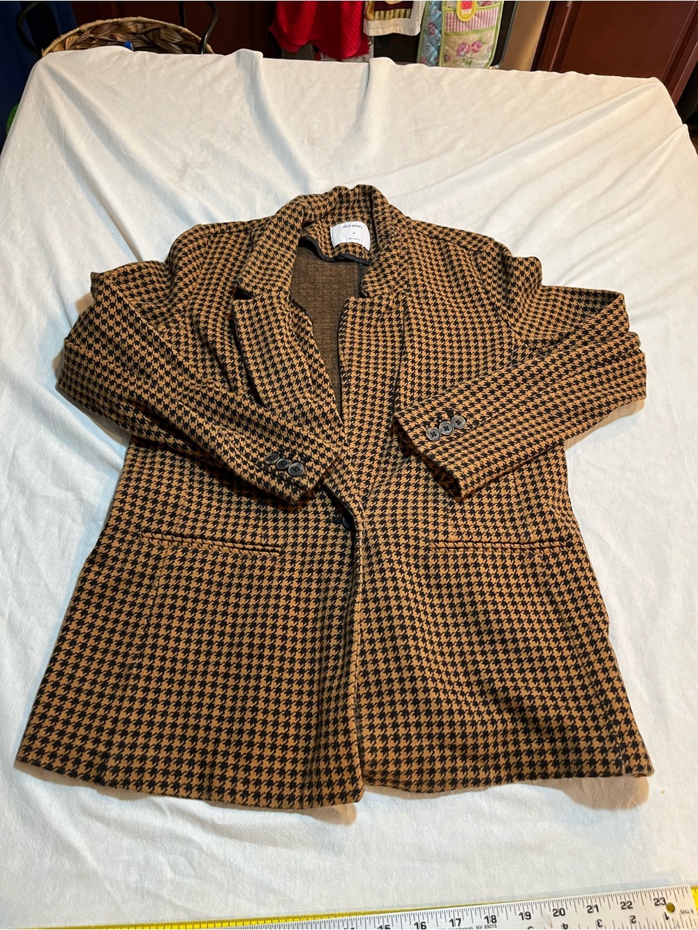 Old navy Womens Houndstooth Blazer Jacket in Brown size medium